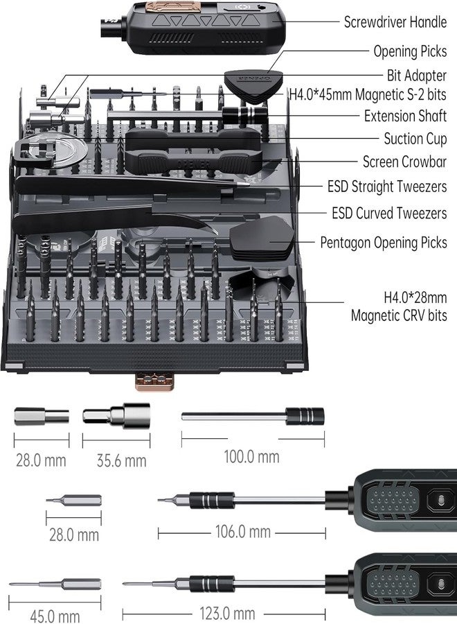 INICIO 180 in 1 Precision Screwdriver Set Case [144 CR-V Bits,14 Sockets,4 S2 Bits] Compact Portable Tool Kit For Repair & Maintenance of Electronics Smartphones iPhone MacBook Laptop (Silver) - Image 5